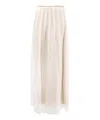 Brunello Cucinelli Voilke Long Skirt With Monili Trimming In Beige