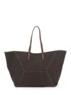 Brunello Cucinelli 'duo' Brown Shoulder Bag With Two Flat Handles And Concealed Magnetic Closure