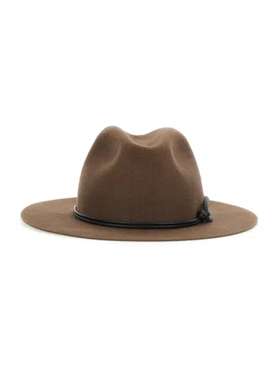 Brunello Cucinelli Mcap90233 Fedora In Brown