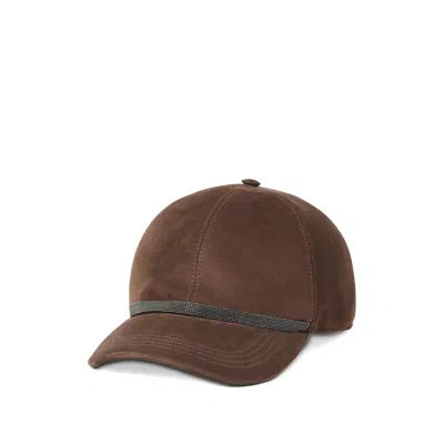 Brunello Cucinelli Mcap9f151 Suede Baseball Cap In Brown