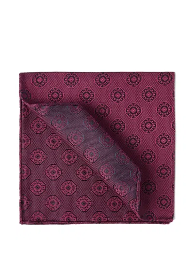 Brunello Cucinelli Medallion-print Silk Pocket Square In Burgundy