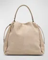 Brunello Cucinelli Medium Drawstring Suede Top-handle Bag In Quarzo