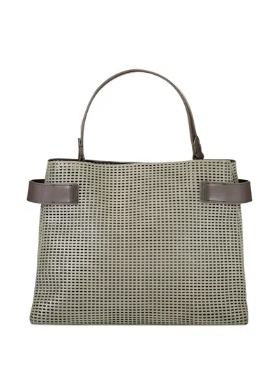 Brunello Cucinelli Medium Essence Perforated Tote Bag In Green