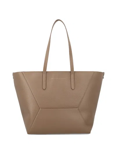 Brunello Cucinelli Shoulder Bag Structured Shape Double Handles In Neutral
