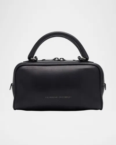 BRUNELLO CUCINELLI MEDIUM GLOSSY NAPA BOSTON TOP-HANDLE BAG