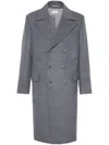 Brunello Cucinelli Medium Grey Double-breasted Wool Coat In Gray