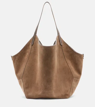 Brunello Cucinelli Medium Suede Tote Bag In Brown