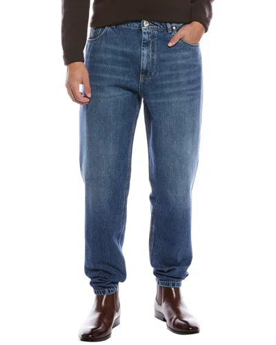 Brunello Cucinelli Medium Wash Easy Fit Jean In Brown
