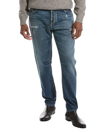 Brunello Cucinelli Medium Wash Slim Straight Jean In Multi