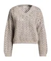 Brunello Cucinelli Medium-thick Crocheted Sweater In Gray