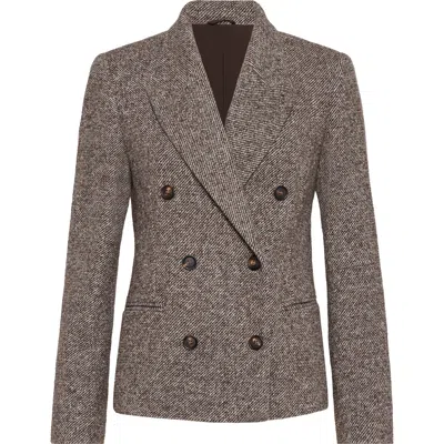 Brunello Cucinelli Mélange Diagonal Blazer In Gray