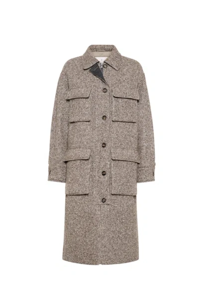 Brunello Cucinelli Mélange Diagonal Coat In Brown