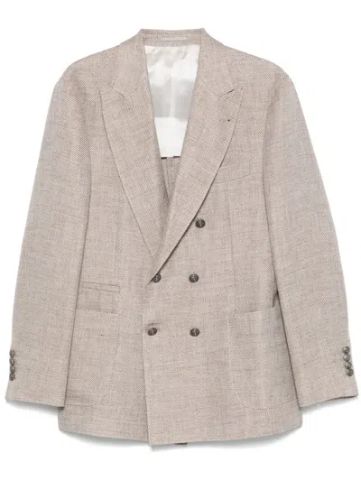Brunello Cucinelli Mélange-effect Blazer In Neutrals