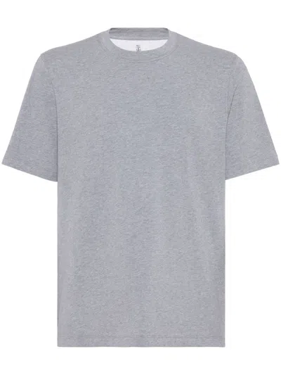 BRUNELLO CUCINELLI MÉLANGE-EFFECT COTTON-BLEND T-SHIRT