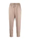 Brunello Cucinelli Mélange Effect Cotton-blend Tapered Trousers In 中性色