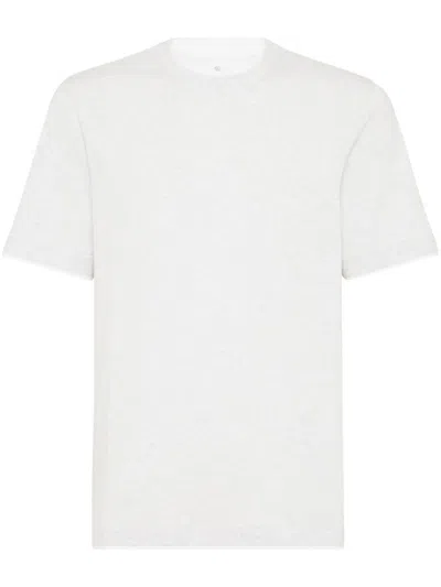 Brunello Cucinelli Men Slim Fit Crew-neck T-shirt In Lightweight Cotton Jersey In Gray