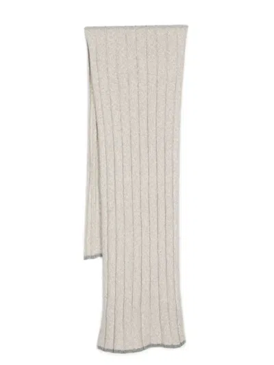 Brunello Cucinelli Mélange-effect Knitted Scarf In Neutrals