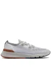 Brunello Cucinelli Mélange-effect Knitted Sneakers In Gray