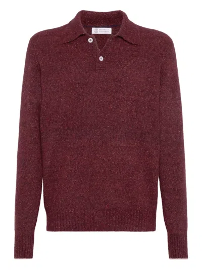 Brunello Cucinelli Meliertes Poloshirt In Red