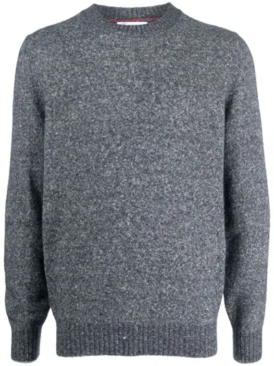 Brunello Cucinelli Wool And Cotton Blend Crew Neck Jumper In Blue