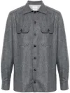 Brunello Cucinelli Wool Shirt With Straight Hem And Buttoned Hems In Gray
