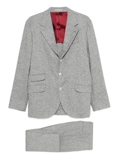 Brunello Cucinelli Mélange-effect Suit In Gray