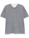 Brunello Cucinelli Clean Monochrome T-shirt Double Layer In Blue