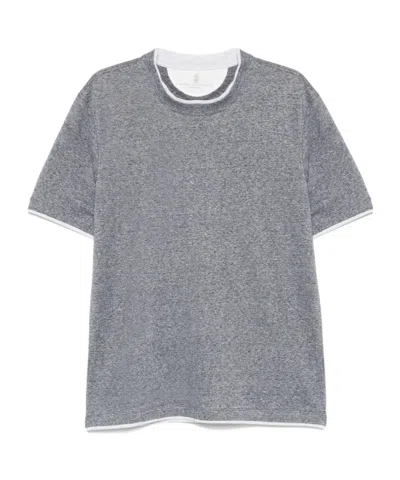 BRUNELLO CUCINELLI BRUNELLO CUCINELLI LAYERED EFFECT CREWNECK T-SHIRT