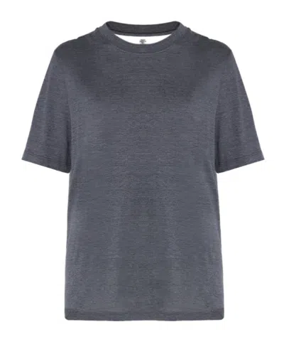 Brunello Cucinelli Mélange-effect T-shirt In Gray