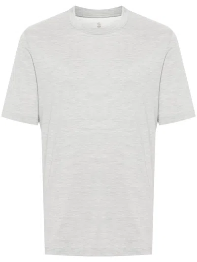Brunello Cucinelli Cotton Blend Silk T-shirt In Pearl Grey