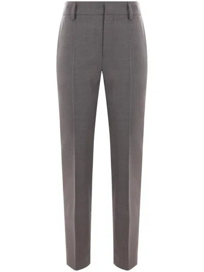 Brunello Cucinelli Mélange-effect Tailored Trousers In Grey