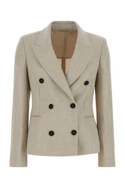Brunello Cucinelli Melange Linen-blend Blazer In Beige O Tan