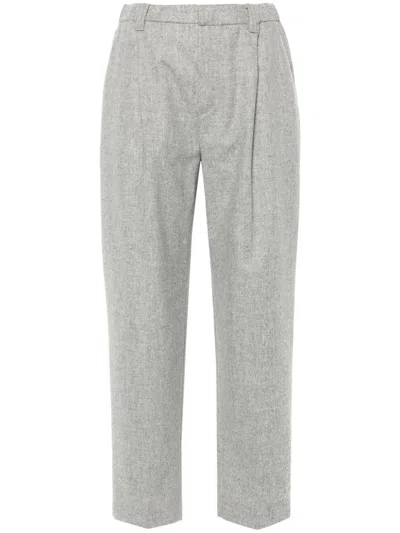 Brunello Cucinelli Tailored Virgin Wool-blend Cropped Trousers In Grey