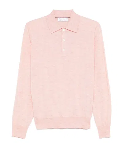 Brunello Cucinelli Mélange Polo Shirt In Nude