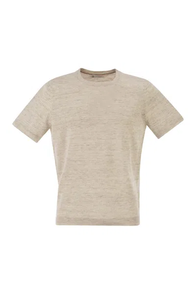 Brunello Cucinelli Melange Sand Linen Blend Sweater In Brown