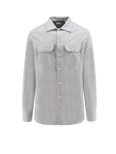 Brunello Cucinelli Mélange-effect Wool Shirt In Light Grey