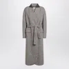 Brunello Cucinelli Wool Blend Coat Featuring Belted Waist In Gray