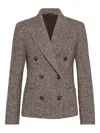 Brunello Cucinelli Wool Double-breasted Jacket With Front Pockets In Brown