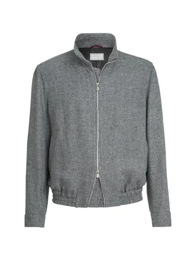 Brunello Cucinelli Mélange-effect Zip-up Jacket In Gray