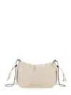 Brunello Cucinelli Mellow Beige Crossbody Bag With Drawstring Closure And Chain Shoulder Strap In Leather Woman
