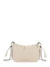 Brunello Cucinelli Mellow Beige Crossbody Bag With Drawstring Closure And Chain Shoulder Strap In Leather Woman