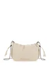 Brunello Cucinelli 'mellow' Beige Crossbody Bag With Drawstring Closure And Chain Shoulder Strap In Sand
