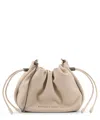 Brunello Cucinelli Mellow Mini Bucket Bag In Soft Leather With Precious Chain In Beige