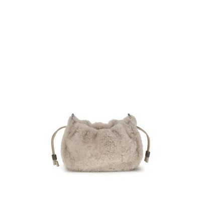 BRUNELLO CUCINELLI BRUNELLO CUCINELLI MELLOW MINI SHEARLING SHOULDER BAG
