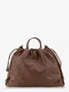 Brunello Cucinelli Women Mellow Quilted Leather Shopper Bag With Monile In Brown