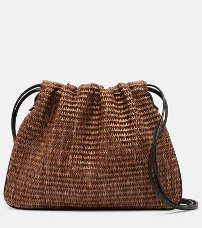 Brunello Cucinelli Mellow Small Raffia-effect Crossbody Bag In Brown