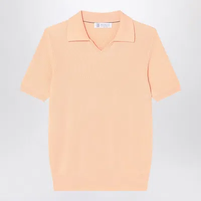 Brunello Cucinelli Melon-colored Polo In Cotton Men In Orange