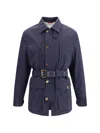 Brunello Cucinelli Men Membraned Nylon Saharan Jacket In Blue