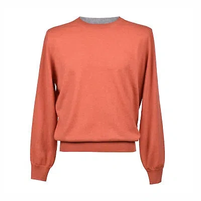 Pre-owned Brunello Cucinelli Men's 100% Cashmere Crew Neck Sweater/pullover In Orange