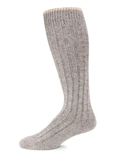 Brunello Cucinelli Men's 100% Cashmere Rib-knit Socks In Gray